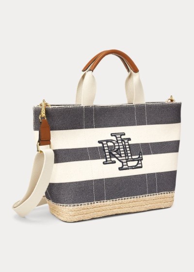 Women's Ralph Lauren Striped Canvas Small Tote Bags | 508149VAZ